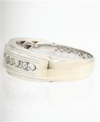 14K 8.9g Solid White Gold Diamond Channel Beaded Wedding Band Men Ring Size-10.5